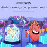 graphic that says regular dental cleanings can prevent heart attacks, gum disease is linked to heart health,